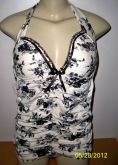 Blusa Floral Preta/Branca frente